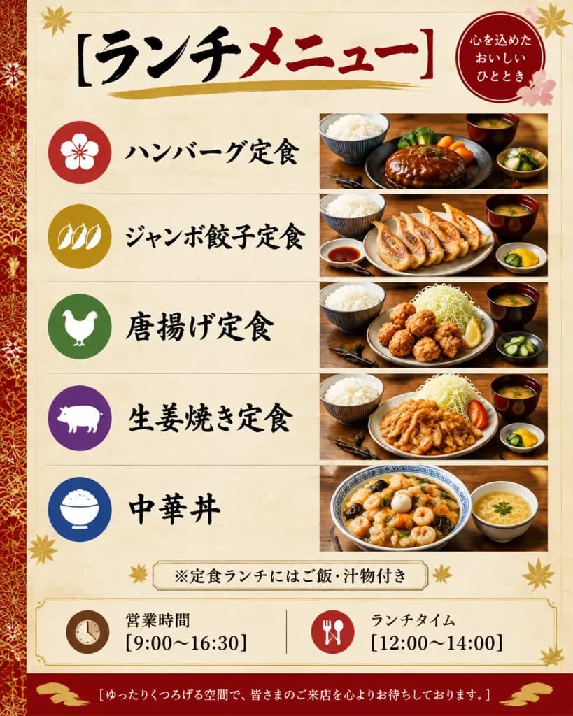 Retro Japanese Diner Lunch Menu Poster