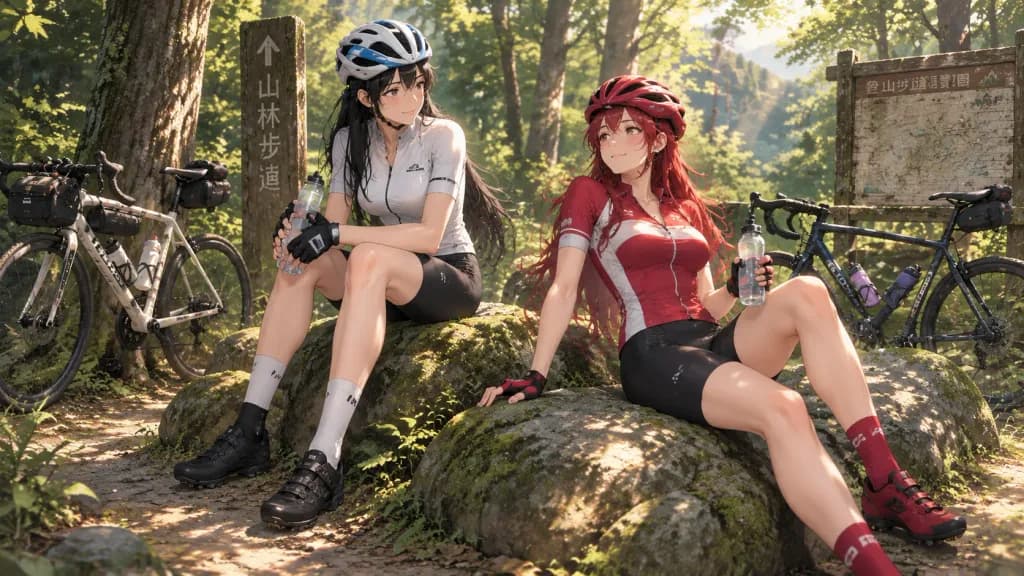 Forest Trail Cycling Rest Break