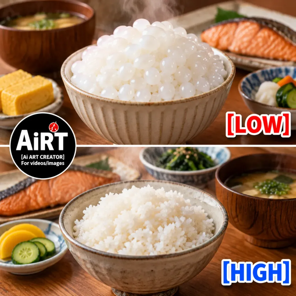 白ご飯の品質比較スプリット画像