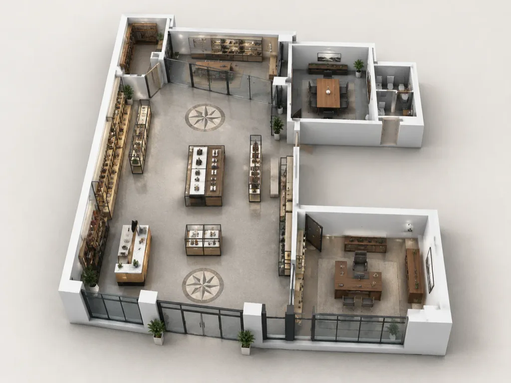 3D Isometric Floor Plan Interior Visualization