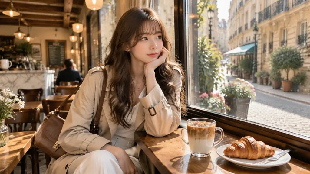 파리 카페에서의 아침 커피 타임