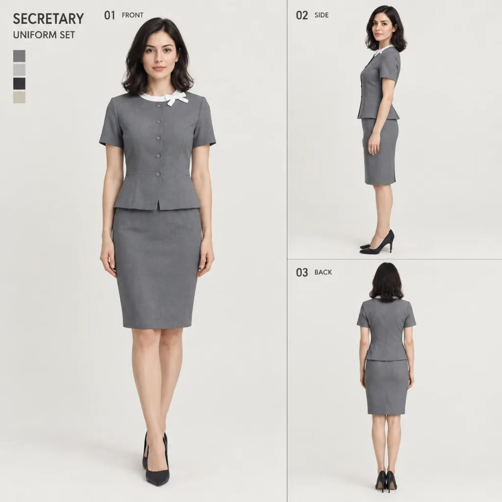 Secretary Uniform Three-View Design Sheet
