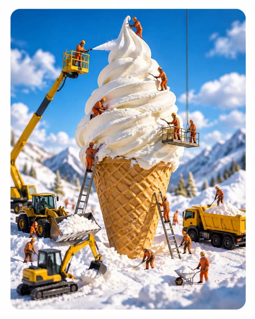 Miniature Ice Cream Construction Site