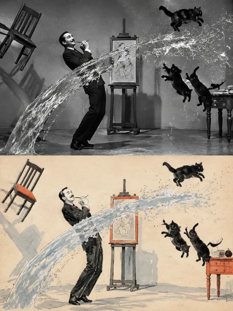 Sürreal Fotoğraf ve Sulu Boya Diptik