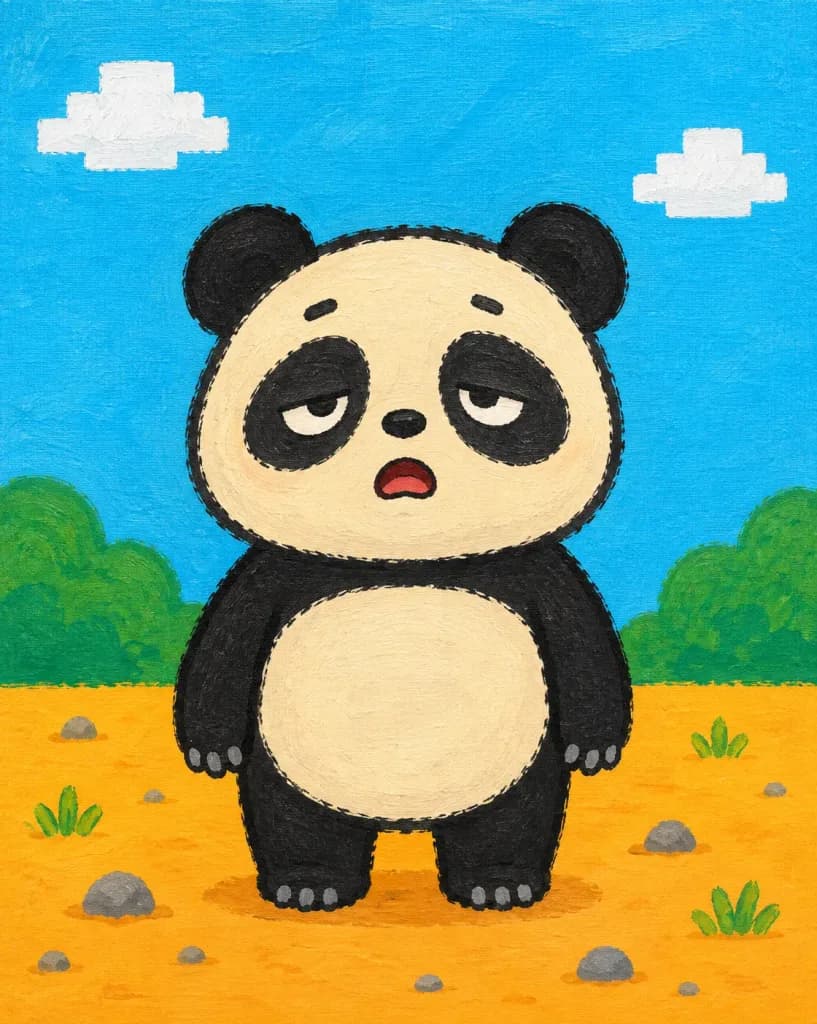 Müde Panda-Kinderbuchillustration im Handmalstil