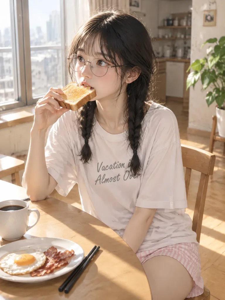 Sunlit Morning Breakfast Anime Portrait