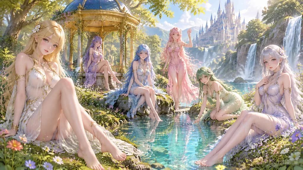 Six Nymphs by Enchanted Spring