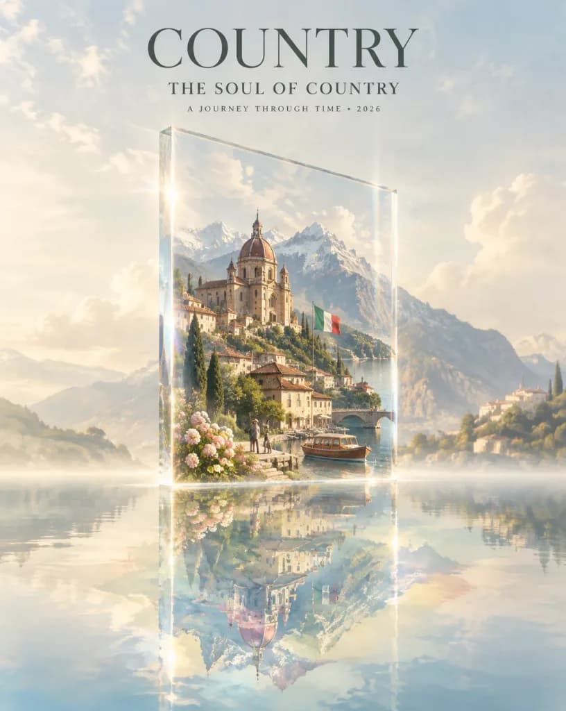 Floating Glass Portal Travel Poster