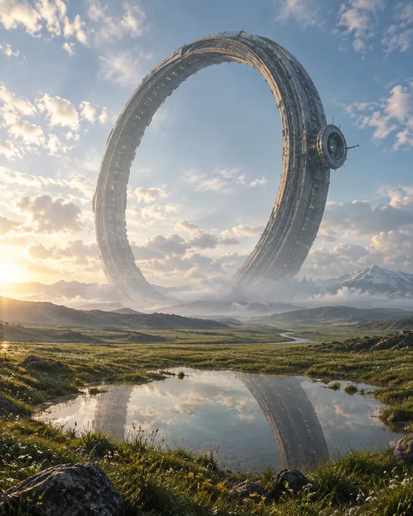 Colossal Ring Megastructure over Meadow