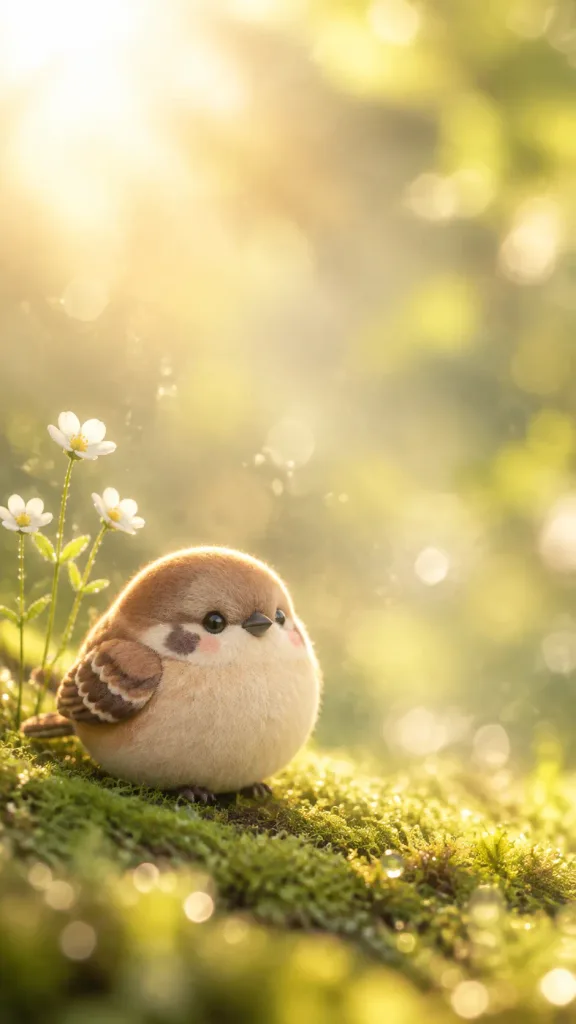 Plush Sparrow in Forest Morning Light