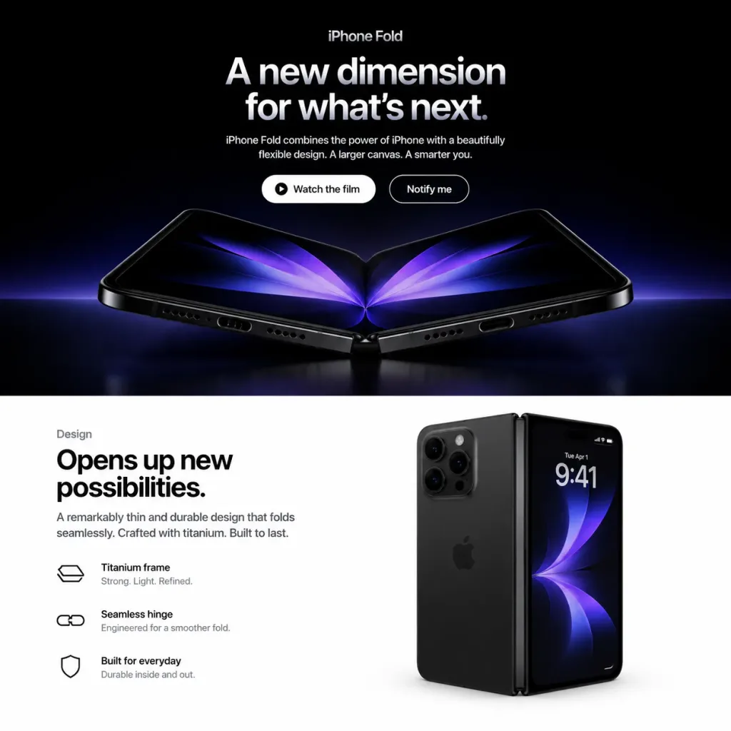 Foldable Smartphone Landing Page Mockup