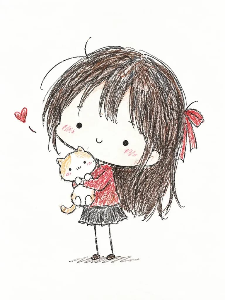 어설프고 귀여운 손그림 포토 낙서