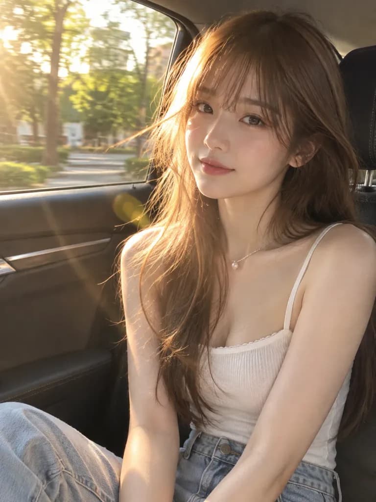 车窗夕阳抓拍人像