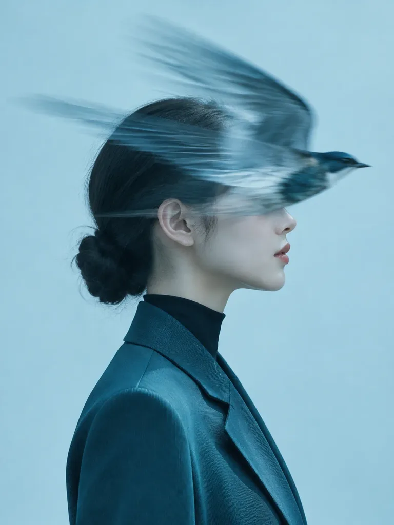 Surreal Teal Fashion Editorial Portrait