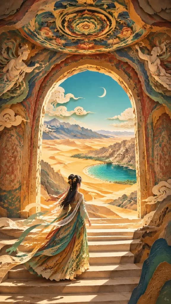 敦煌壁画の夢幻立体切り絵アート