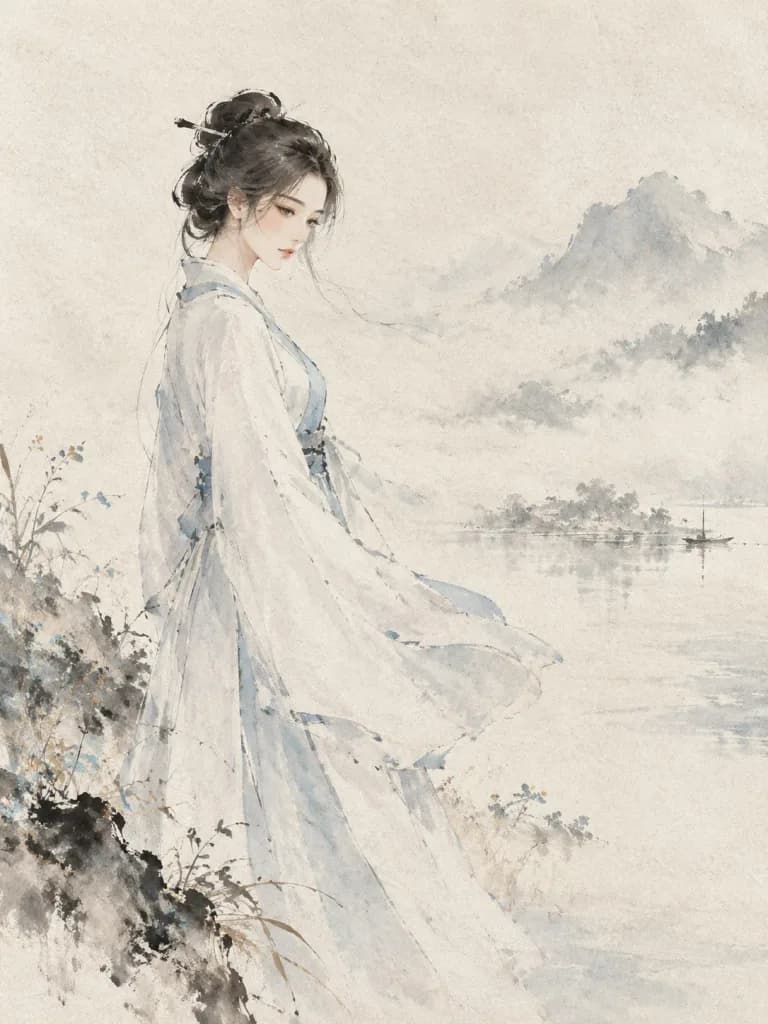 Traditional Chinese Ink Wash Portrait