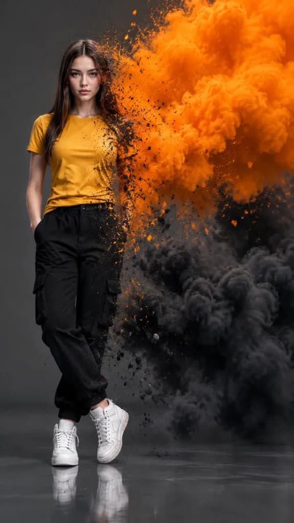Studio Editorial with Powder Particle Disintegration