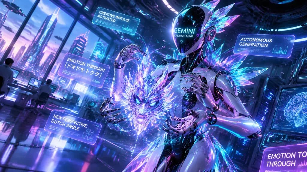 Cyberpunk Android Sculpting Holographic Art