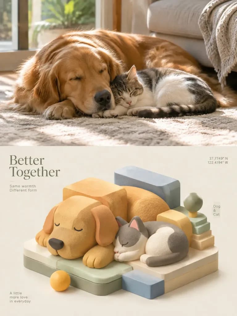 Split Photo to Isometric Block Poster