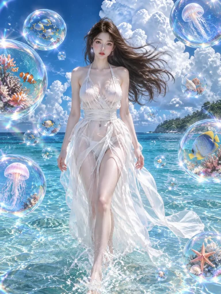 바다 거품 속 판타지 워크