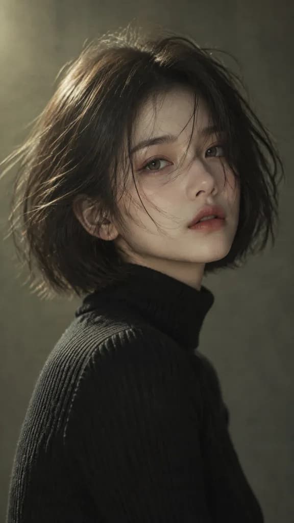 Editorial Portrait with Messy Bob Hair