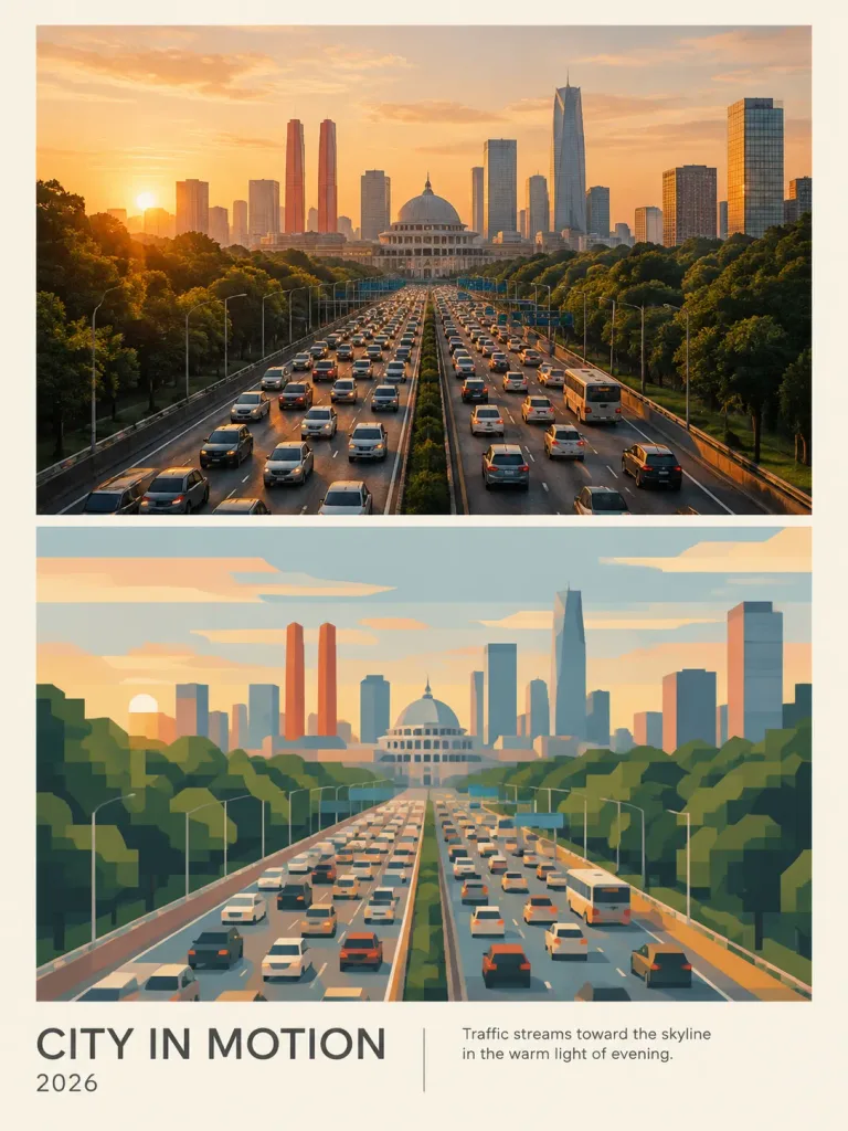Split Cityscape Editorial Poster