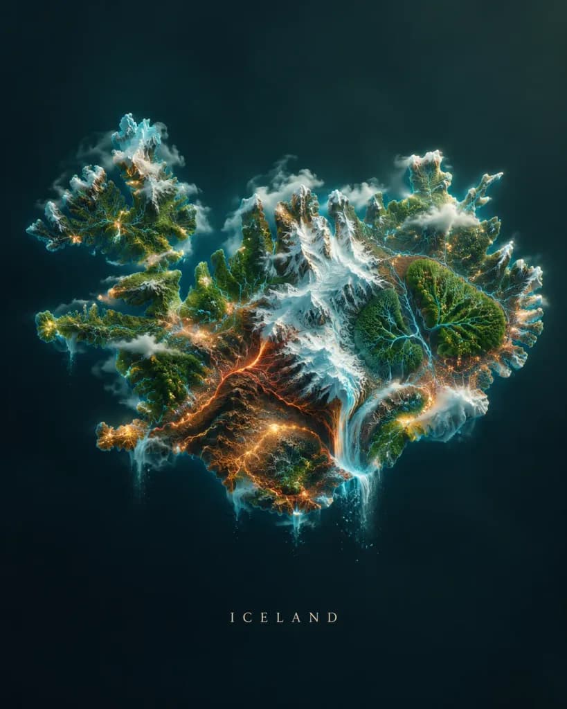 活体生物地理轮廓概念旅行海报