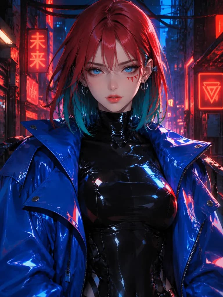 Cyberpunk Fashion Portrait in Neon Alley