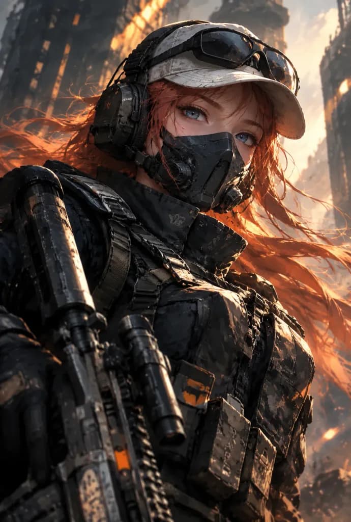 未來戰術女兵特寫肖像