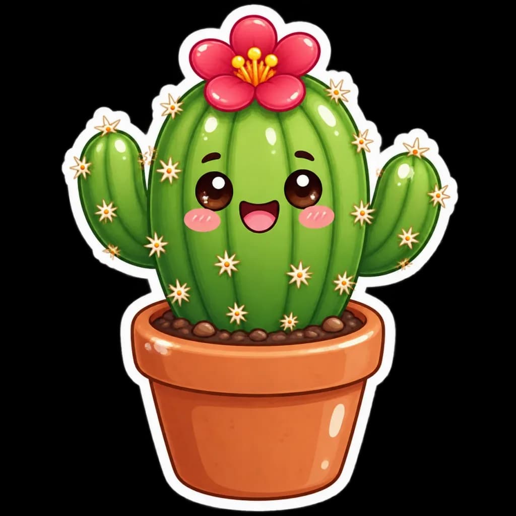 Kawaii Potted Cactus Sticker