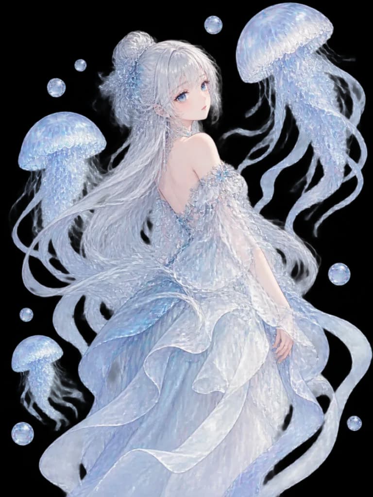 Ethereal Jellyfish Princess Anime Cutout