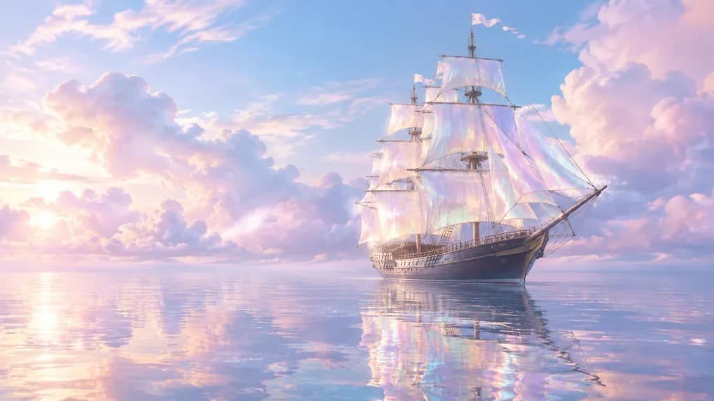 Majestic Sailing Ship on Mirror Sea