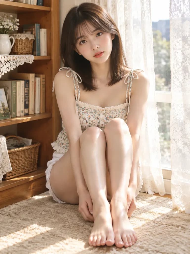 Morning Window Portrait in Floral Camisole