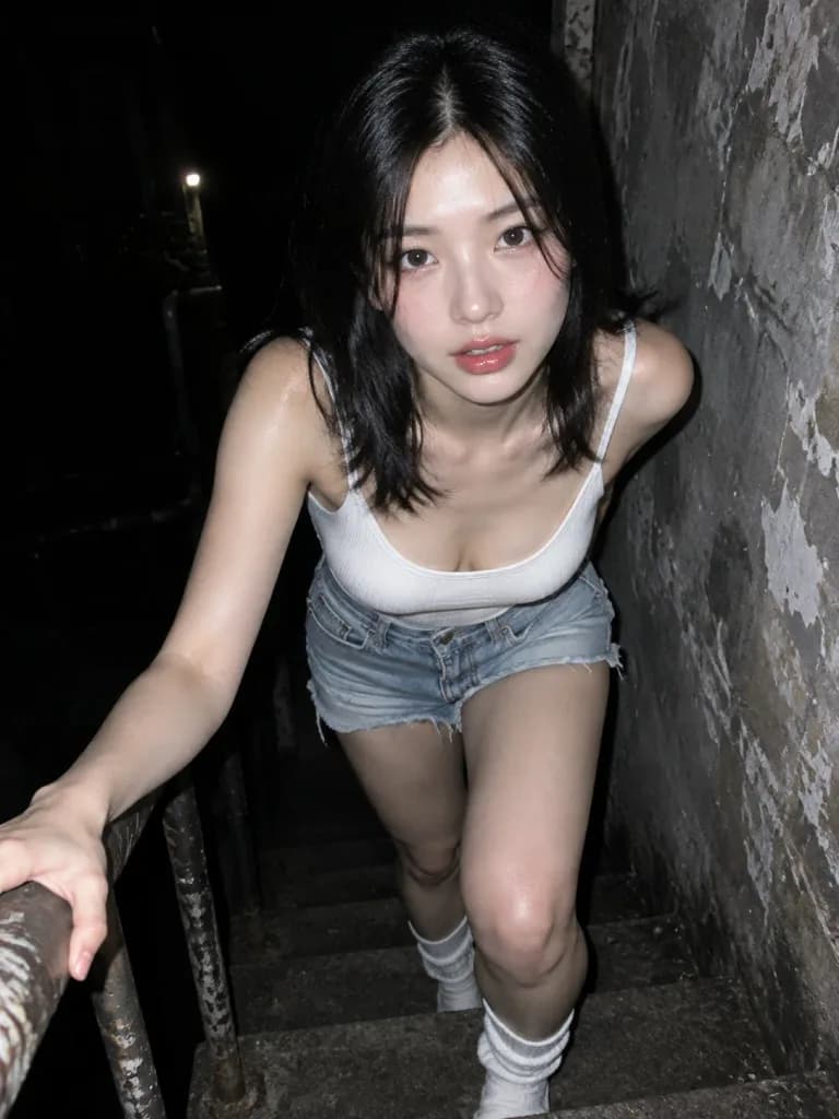 Direct Flash Night Alleyway Portrait