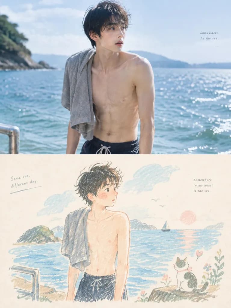 雙層攝影與敘事插畫海報