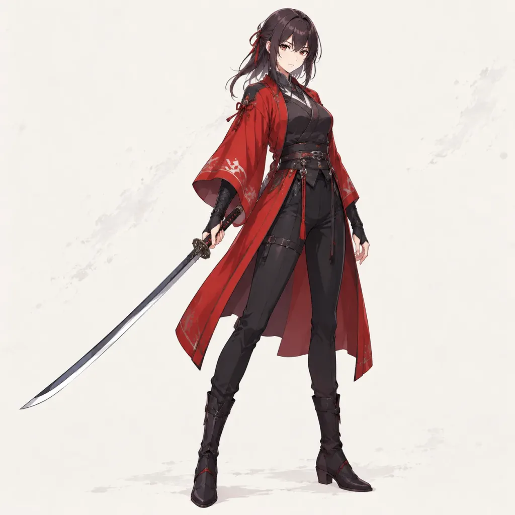 Vermilion Swordsman Character Concept Sheet