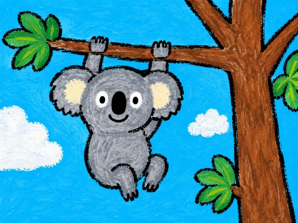 Childlike Animal Hanging from Tree Branch