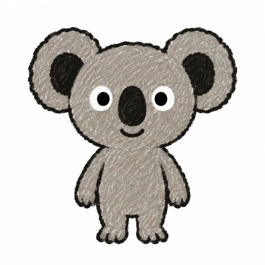 Cute Crayon-Style Koala Mascot