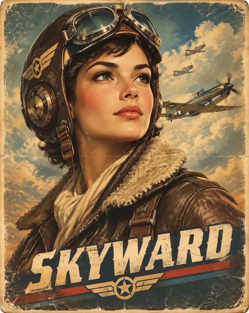レトロフューチャー航空英雄ポスター