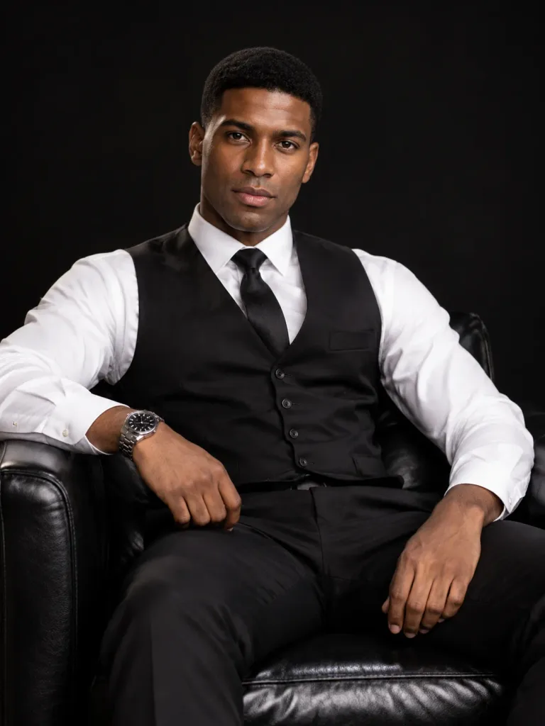 Executive Black Leather Armchair Portrait