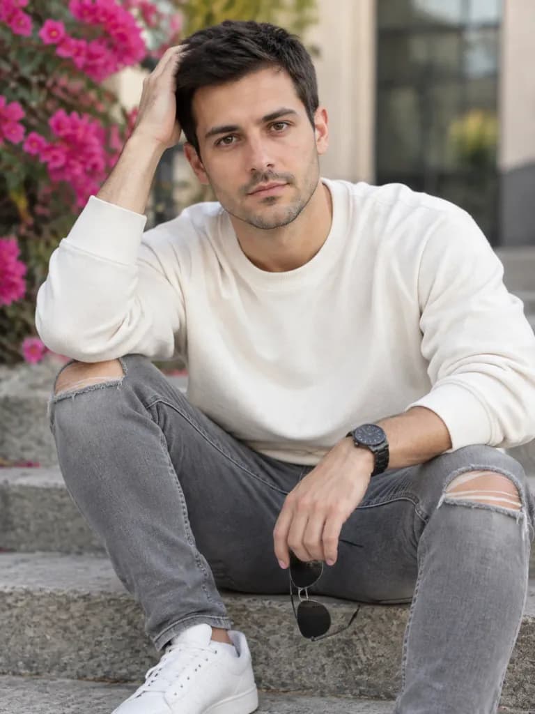 Casual Portrait Sitting on Steps