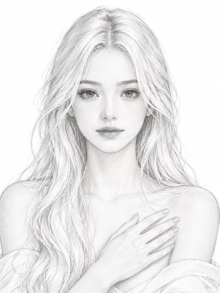 미니멀 흑연 연필 인물화