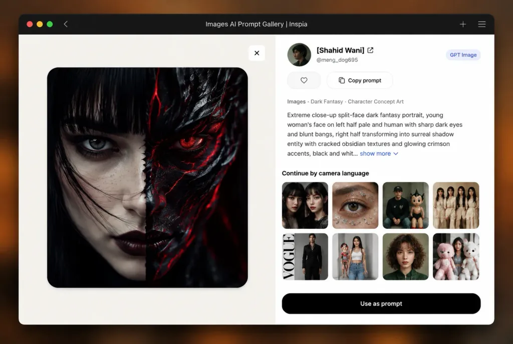 AI Prompt Gallery Web App UI Mockup