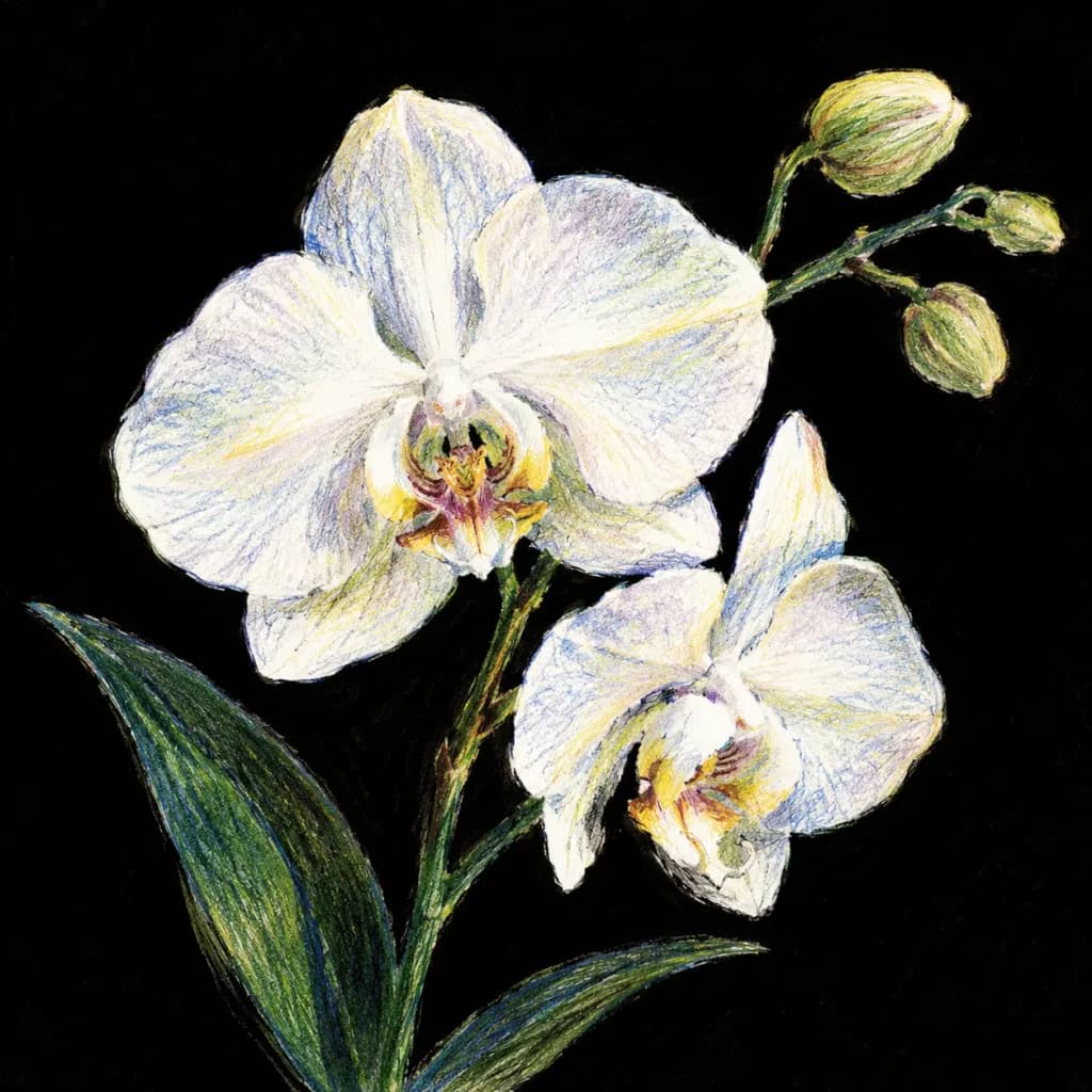 Expressionistic Colored Pencil Botanical Sketch