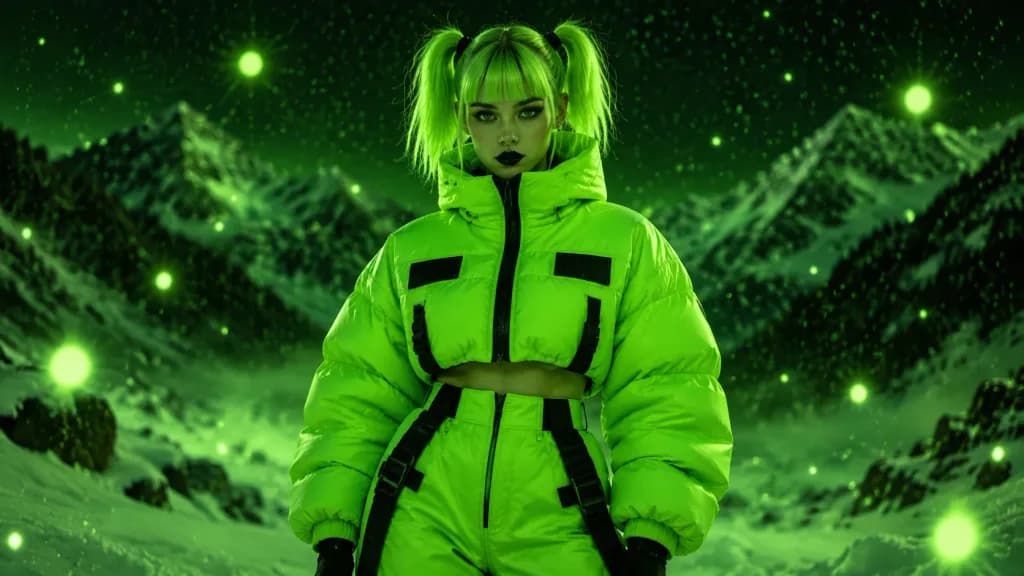 Siberpunk Alpin Neon Kış Portresi