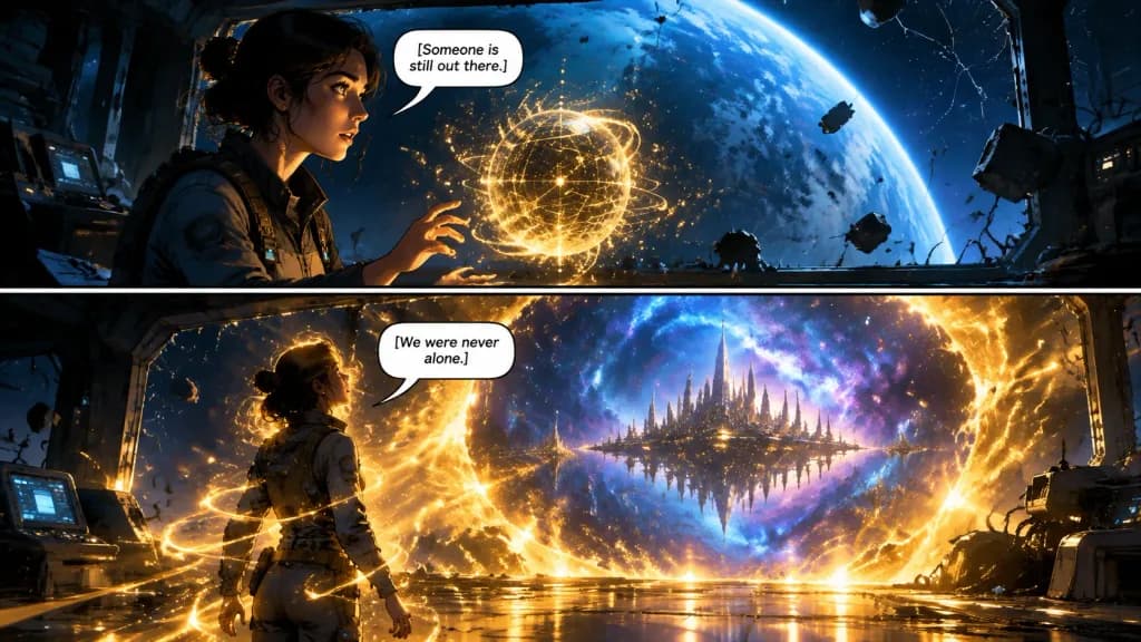 Secuencia de Novela Gráfica Sci-Fi de Dos Viñetas