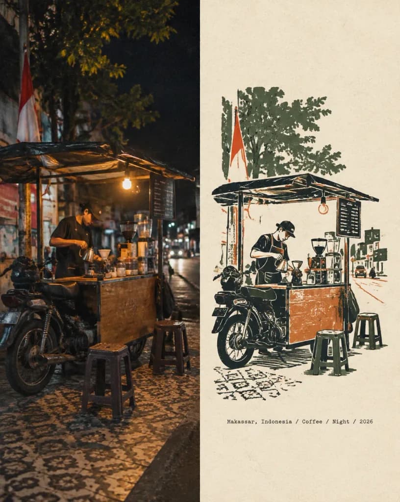 Night Coffee Shop Journal Diptych