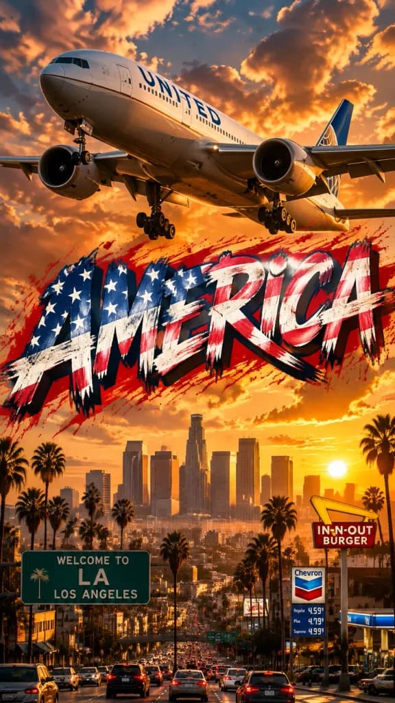 アメリカ航空都市サンセットポスター
