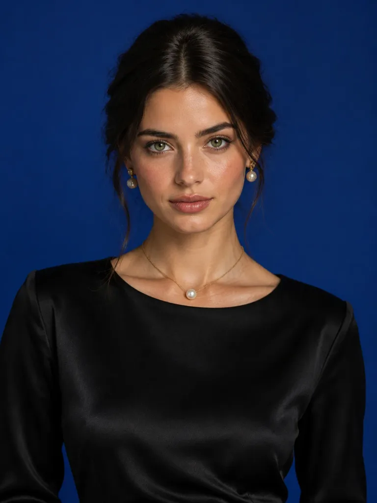 Quiet Luxury Studio Portrait on Cobalt