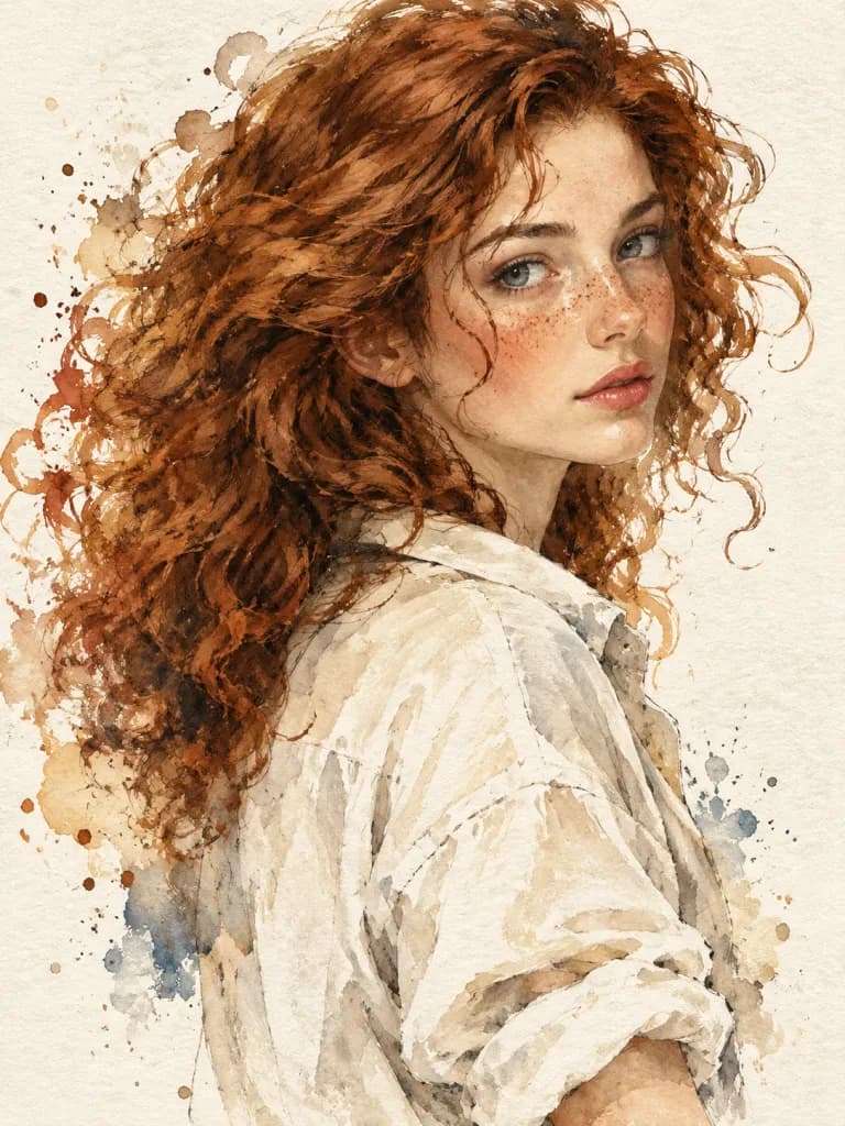 Expressive Watercolor and Ink Portrait